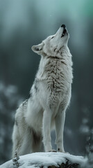 Naklejka premium wolf howling. wolf in winter. wolf in the snow