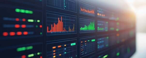 Obraz premium climate tech carbon grid concept. Financial data visualization with graphs and charts.