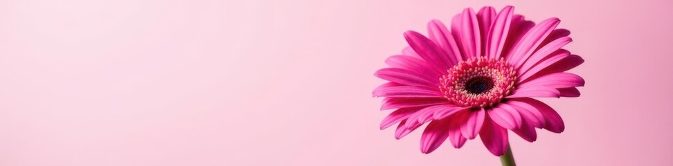 Vibrant pink gerbera daisy, petals unfurled, isolated , petals, beauty, daisy