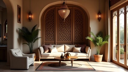 "Elegant Moroccan Living Room – A Blend of Luxury & Tranquility"

