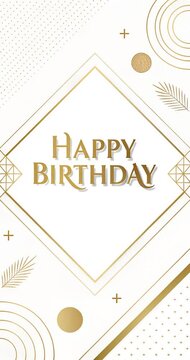 Greeting card tamplate with the words Happy Birthday. with a combination of white and gold colors