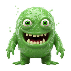 Fototapeta premium Playful Green Gooey Cartoon Monster with Wide Grin and Bright Eyes