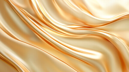 Fototapeta premium Glossy gold satin fabric with elegant flowing waves and shimmering texture