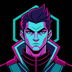 Cyberpunk Anime Character Vector – Neon Glow T-Shirt Design