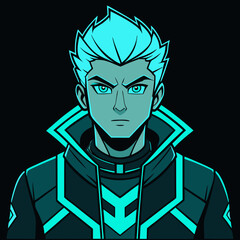 Cyberpunk Anime Character Vector – Neon Glow T-Shirt Design