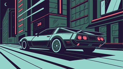 Obraz premium Futuristic Cyberpunk Car with Neon Underglow – Sci-Fi Racing Vector