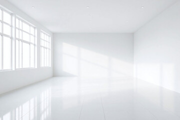 Fototapeta premium empty room with white walls and windows