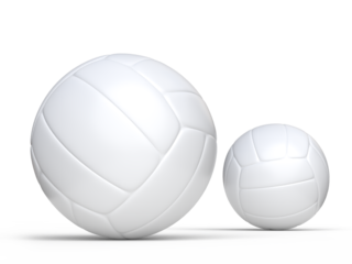 Blank white leather volleyball ball realistic mock up. Template sports game rubber accessory empty ball sphere isolated on background. Sports design element, leisure activities, hobby. 3d rendering