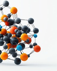 Obraz premium Abstract molecular structure featuring colorful atoms and bonds, perfect for science and education themes or backgrounds.