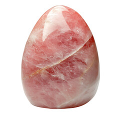 A Polished Rose Quartz Piece with Soft Pink Tone Isolated on Transparent Background