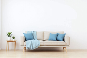 Naklejka premium living room with couch and potted plant
