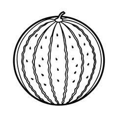 Watermelon Line Art – Minimalist Black and White Fruit Illustration, Watermelon Line Drawing – Simple Outline Vector,  Watermelon Slice Sketch – Minimalist Fruit Icon, Black and White Watermelon
