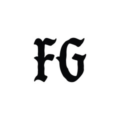 FG monogram logo design letter text name symbol monochrome logotype alphabet character simple logo