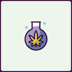 Cannabis Research Icon Featuring a Flask Filled with Distinctive Leaf Shape