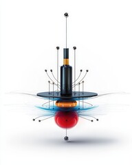 Fototapeta premium Abstract representation of atomic structure, showcasing electron orbits and a nucleus, symbolizing science and technology innovation.
