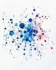 Naklejka premium Abstract representation of interconnected nodes with vibrant colors, symbolizing data, networks, and technology.