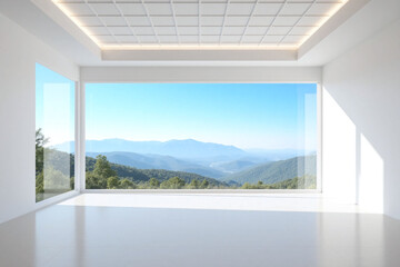 Fototapeta premium large empty room with a view of the mountains