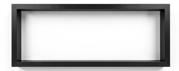 Obraz premium Simple black wooden frame isolated on white backdrop , rectangle, gallery frame, border