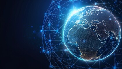Obraz premium Generated image Global network connection covering earth. Global business and technology concept
