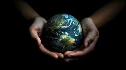 hands gently holding a globe, symbolizing care for the planet.