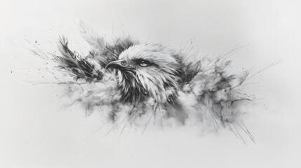 Obraz premium Artistic Monochrome Drawing Eagle Bird Prey Sketch Wildlife Power Strong Predator