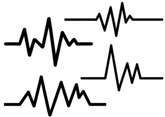 Four vecotr heartbeat icons, rendered in black and white, represents signals or monitoring.