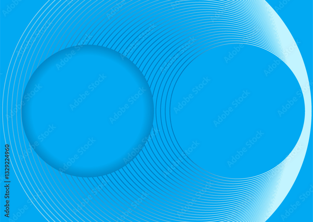 Aufkleber Bright blue abstract geometric tech background with linear circles. Vector minimal futuristic design