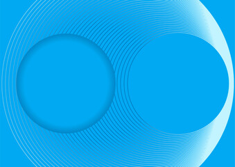 Bright blue abstract geometric tech background with linear circles. Vector minimal futuristic design