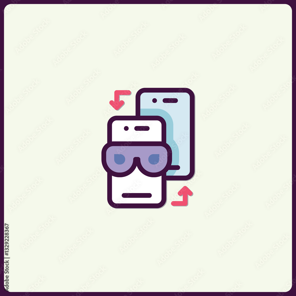 Poster abstract representation of data transfer between devices, minimal design
