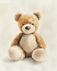 Fototapeta premium Adorable plush teddy bear with soft fur and a warm smile, perfect for children's rooms or as a comforting gift.