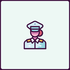 Graphical representation of a female officer showcasing authority and professionalism