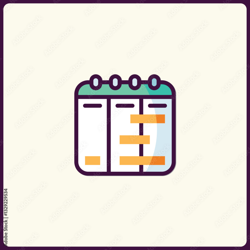 Poster abstract icon representation of project scheduling and deadline tracking