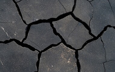 Close Up Of Dark Cracked Soil Texture With Small Stones And Deep Cracks Abstract Background