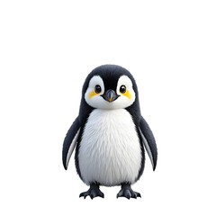 Adorable Penguin Standing on White Background – Cute Wildlife Bird Photography