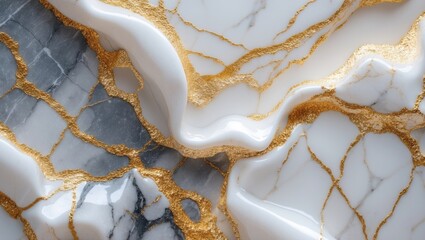 Abstract White Marble Featuring Golden Veins