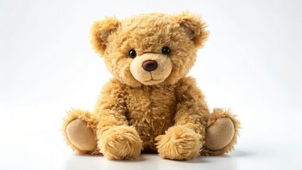 Obraz premium Studio-shot panoramic view of an adorable white-background teddy bear; soft toy photography showcasing its plush charm.