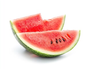 Watermelon Slices Fresh Red Fruit on White Background Summer Treat