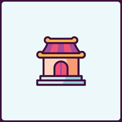 Charming vector icon illustration of an oriental structure with vibrant colors