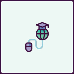 Digital learning platform icon showcasing education and global connectivity