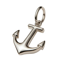 Shiny Silver Anchor Pendant Charm Design, PNG with transparency