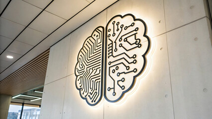 Modern Brain Illustration Merging Technology and Creativity in Contemporary Space