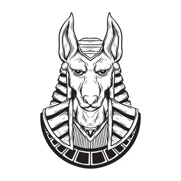 recommend clip art: Egyptian god Anubis head vector illustration isolated on white background.
