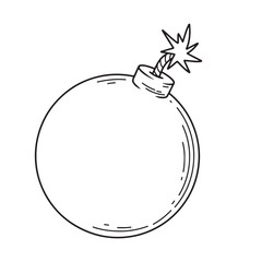 Hand drawn doodle bomb. Vector illustration. Isolated on white background.
