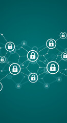 Secure Network: Cybersecurity & Data Protection - Lock Icon Connection for Blockchain, Privacy, Encryption & Trust Online