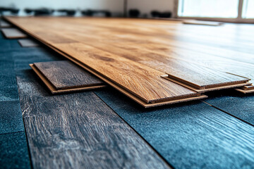 New flooring installation in a modern interior space