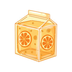 Orange juice in a box. Vector illustration on a white background.