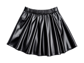 Elegant black skater skirt with shiny leather texture, cut out