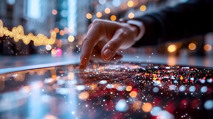 Using Digital Tablet with Interactive Cityscape Display and Data Graphics