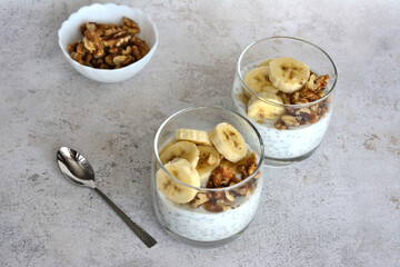 Chia Seed Pudding with Banana and Walnuts