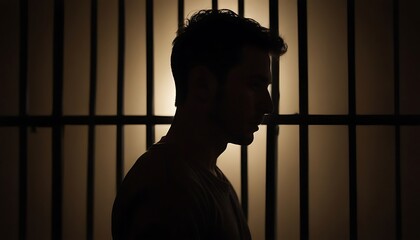 Silhouette of person in jail
